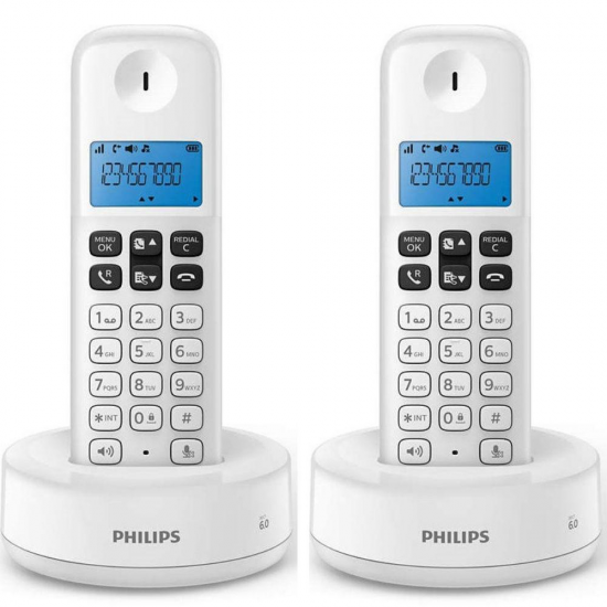 Teléfono inalámbrico Dect Philips D1612W DUO, blanco